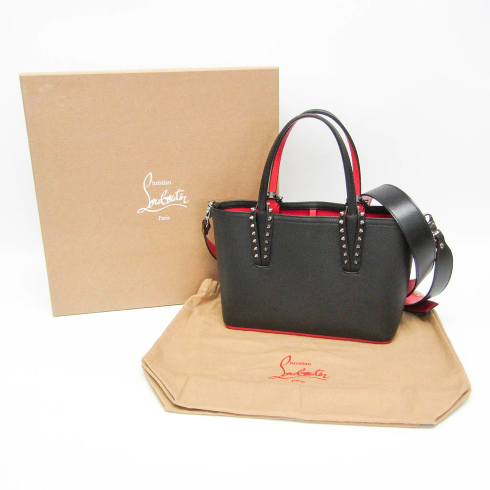 CHRISTIAN LOUBOUTIN Leather Handbag Shoulder Bag Black Red Color - Picture 4 of 12